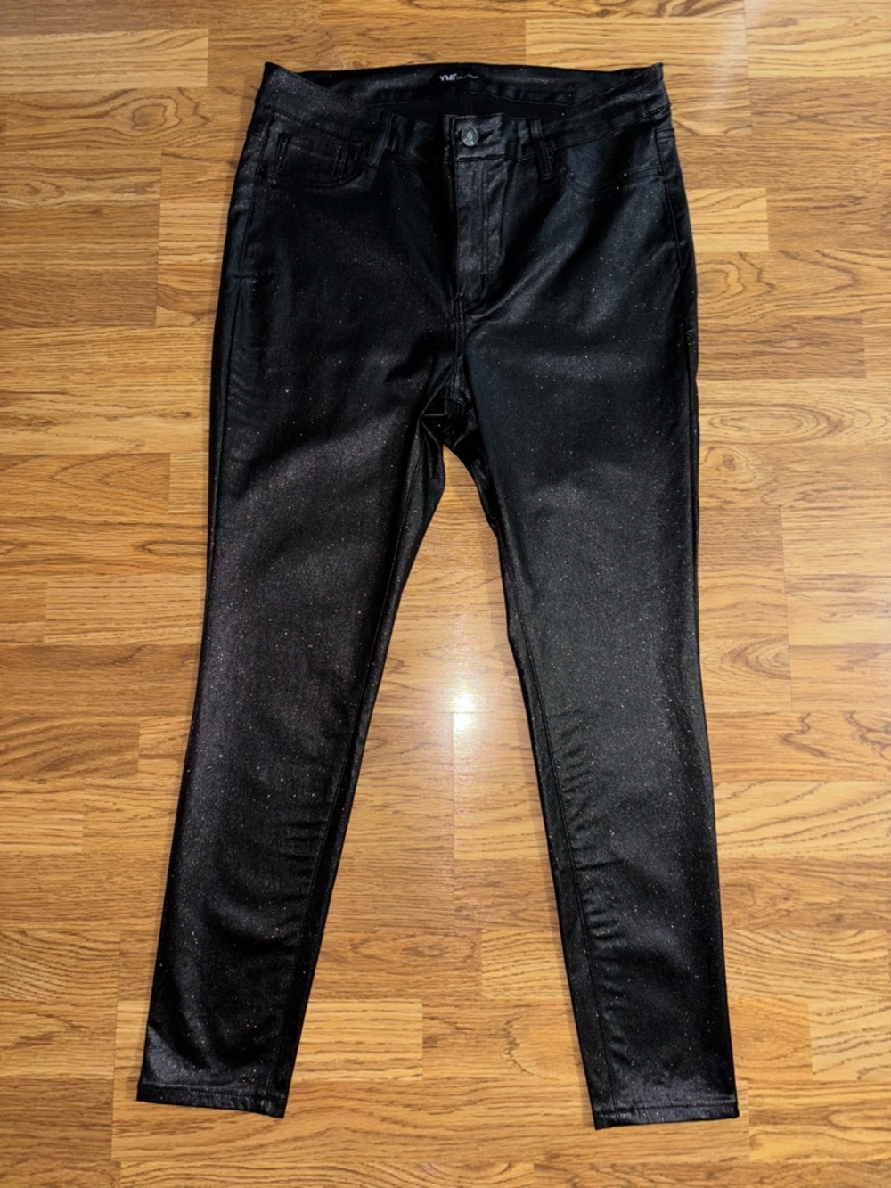 YMI Plus Size High Rise Faux Leather Jeggings Black Metallic Junior Plus 2x